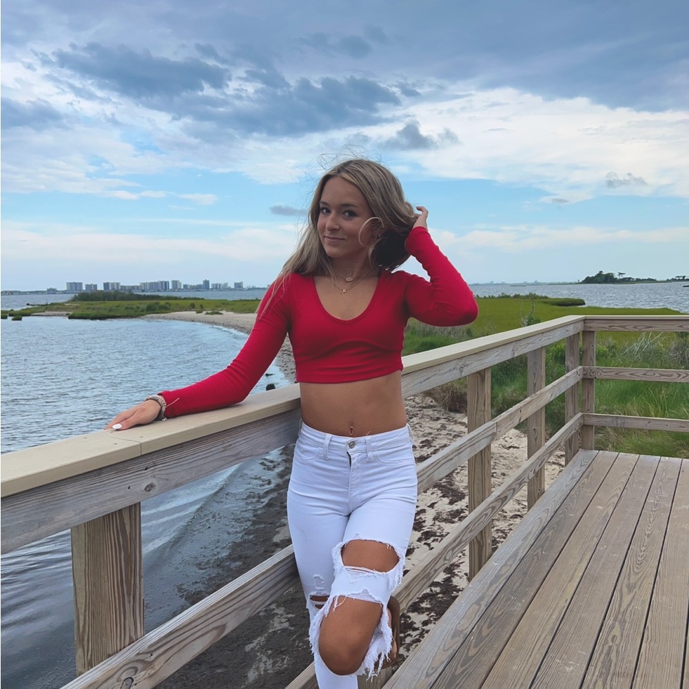 Garage Women’s Red Long Sleeve Crop Top